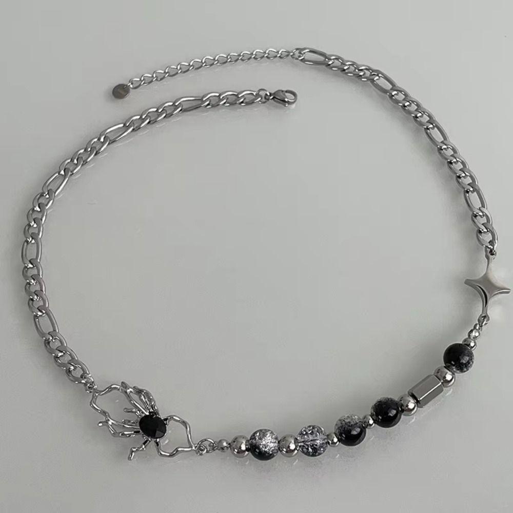 Gothic Titanium Steel Spider Punk Jewelry Accessories Spider Bracelet Hip Hop Adjustable Length Clavicle Chain Music Festival