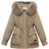 Winter new women's, fleece thickened warm jacket slim-fitting Korean hooded cotton clothes casual and versatile