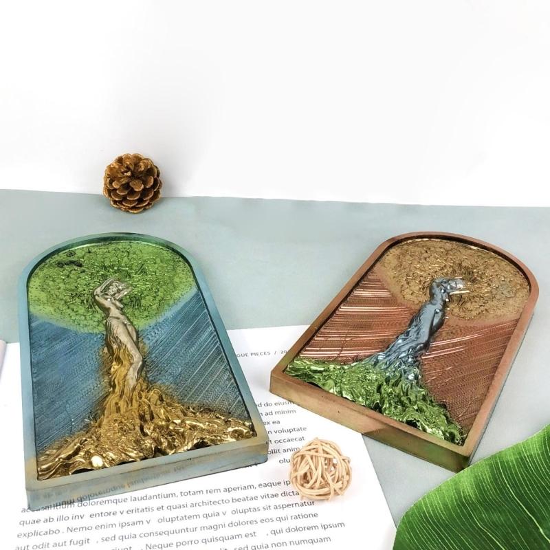 Diy Handmade Products Woman Big Tree Ornament Silicone Mold Scented Gypsum Ornaments Drop Glue Resin Mold for Decoration