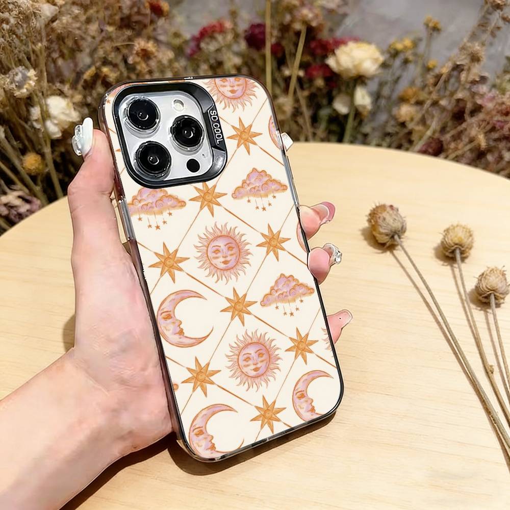 

Sun Motif Phone Case For iPhone 17,16,15,14,13,12,11 Plus,Pro Max,XS,Colorful Silver Phone case Funda Cover iPhone16ProMax
