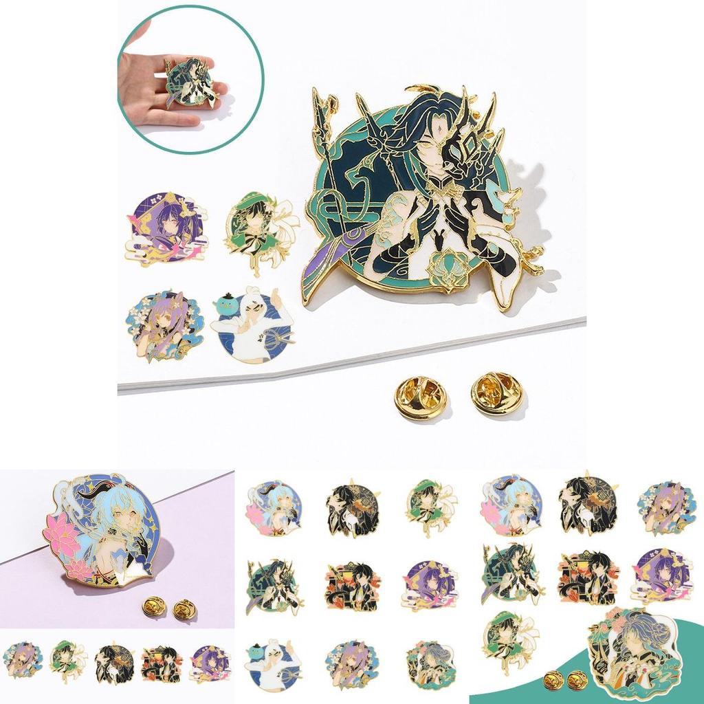 Vibrant Genshin Impact Character Badge High Quality Metal Brooch For Game Fans