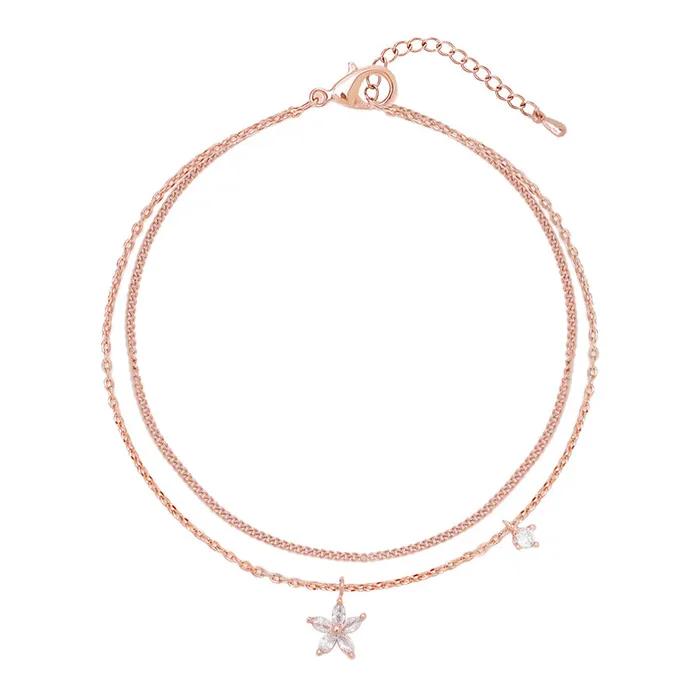 Twinkle Star BL253B1206 Women's Bracelet Star Cubic Double-Strand Layered Rose Chain Bracelet