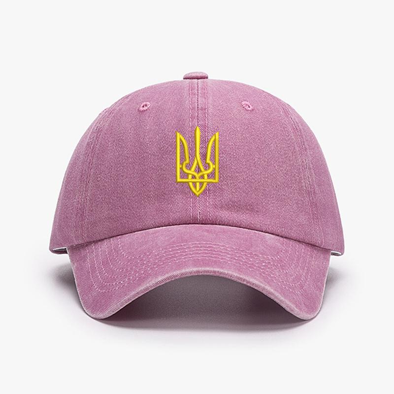Embroidery Ukraine Trident Symbol Cotton Washed Fashion Sports Baseball Cap Adjstable Hip Hop Urban Street Style Dad Hat Visor Protection Snapback