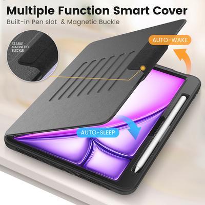 Για iPad Air 11 (2025)/(2024) Θήκη Tablet από PU Δέρμα με Αυτόματη Αφύπνιση/Αναστολή Λειτουργίας, Θήκη Καρτών, Κάλυμμα Στήριξης με Υποδοχή για Μολύβι