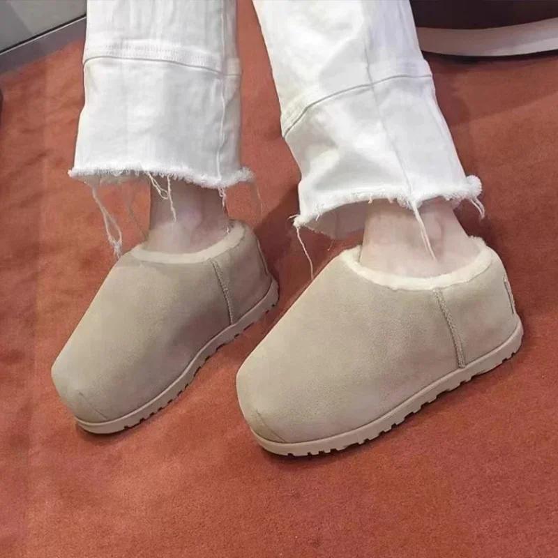 Mode Ballerinas Fell Damen Stiefeletten Schneestiefel Wildlederschuhe 2025 Trend Kurzer Plüsch Lässige Hausschuhe Chelsea Boots Winter Neu Sport Mujer Stiefel