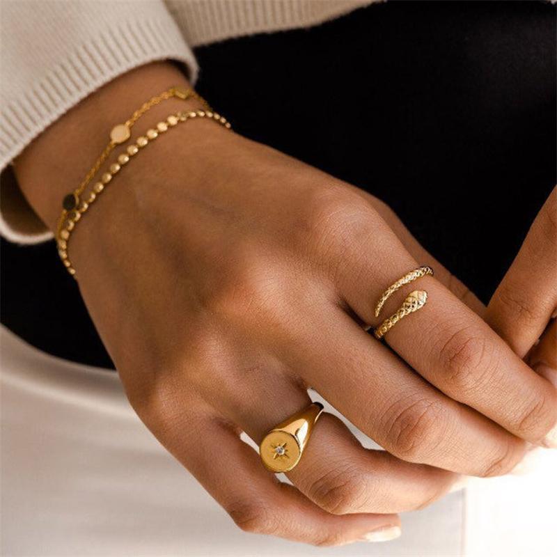 Canner Copper Lovely Snake Shape Open Adjustable Finger Rings For Women Simple Ring Trendy Jewelry Accessory Femme
