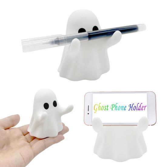 Halloween Ghost Pen Holder 3D Printed Cartoon White Ghost Stationery Pencil Stand Home Office Desktop Decoration Ornament