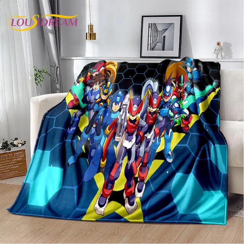 Rockman Megaman Game Cartoon Soft Plush Blanket,Flannel Blanket Throw Blanket for Living Room Bedroom Bed Sofa Picnic Cover Kids