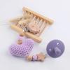 Cartoon Polar Bear Pacifier Clip – Handmade Wool & Silicone Teether Chain for Babies, Cute Anti-Loss Nipple Holder