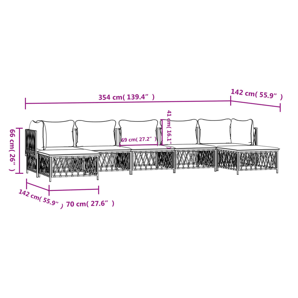 7 Piece Garden Lounge Set with Cushions Anthracite Steel
