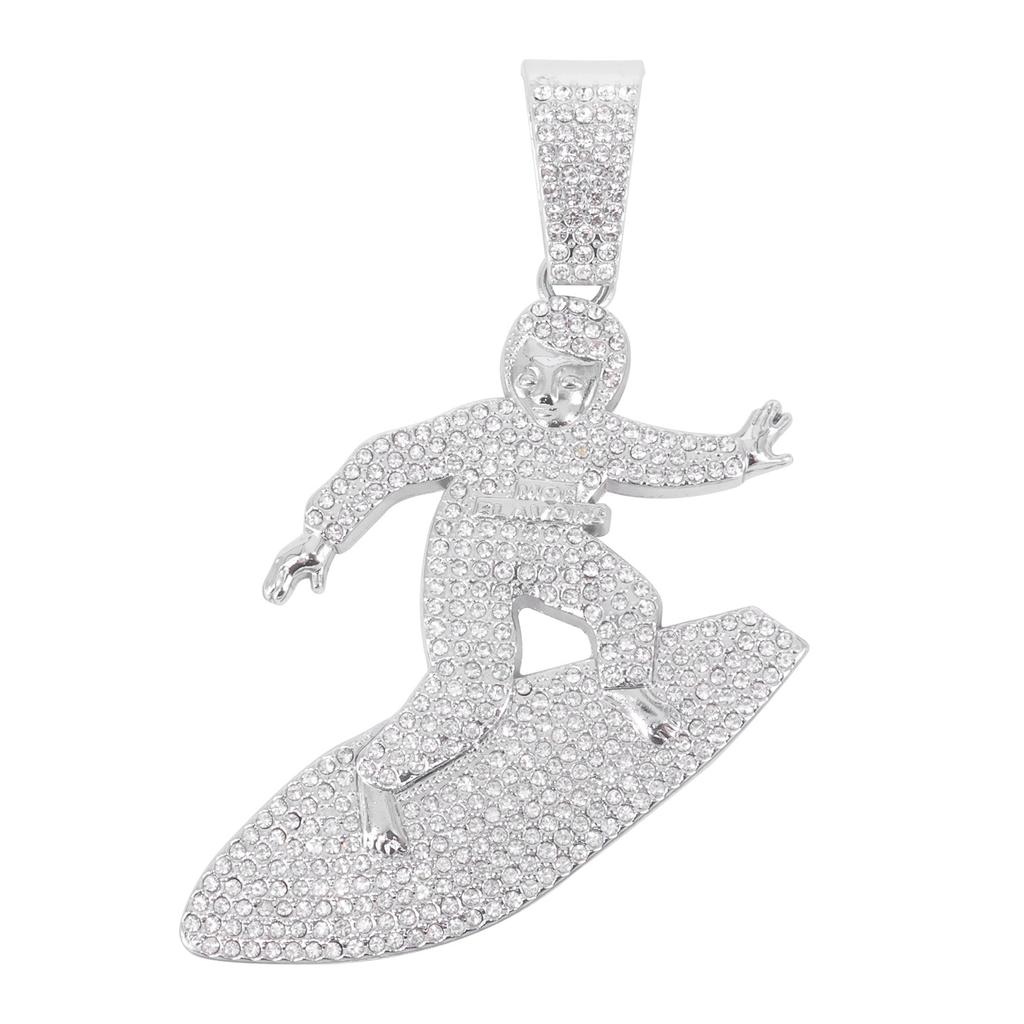 European and American Alloy Jewelry Skateboard Youth Full Diamond Pendant, Men's Hip-hop Style Personalized Accessories Necklace