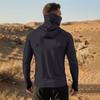 Herren Langarm-Sonnen-Hoodie mit Gesichtsschutz, Leichter, Atmungsaktiver Sport-Pullover für Outdoor-Aktivitäten