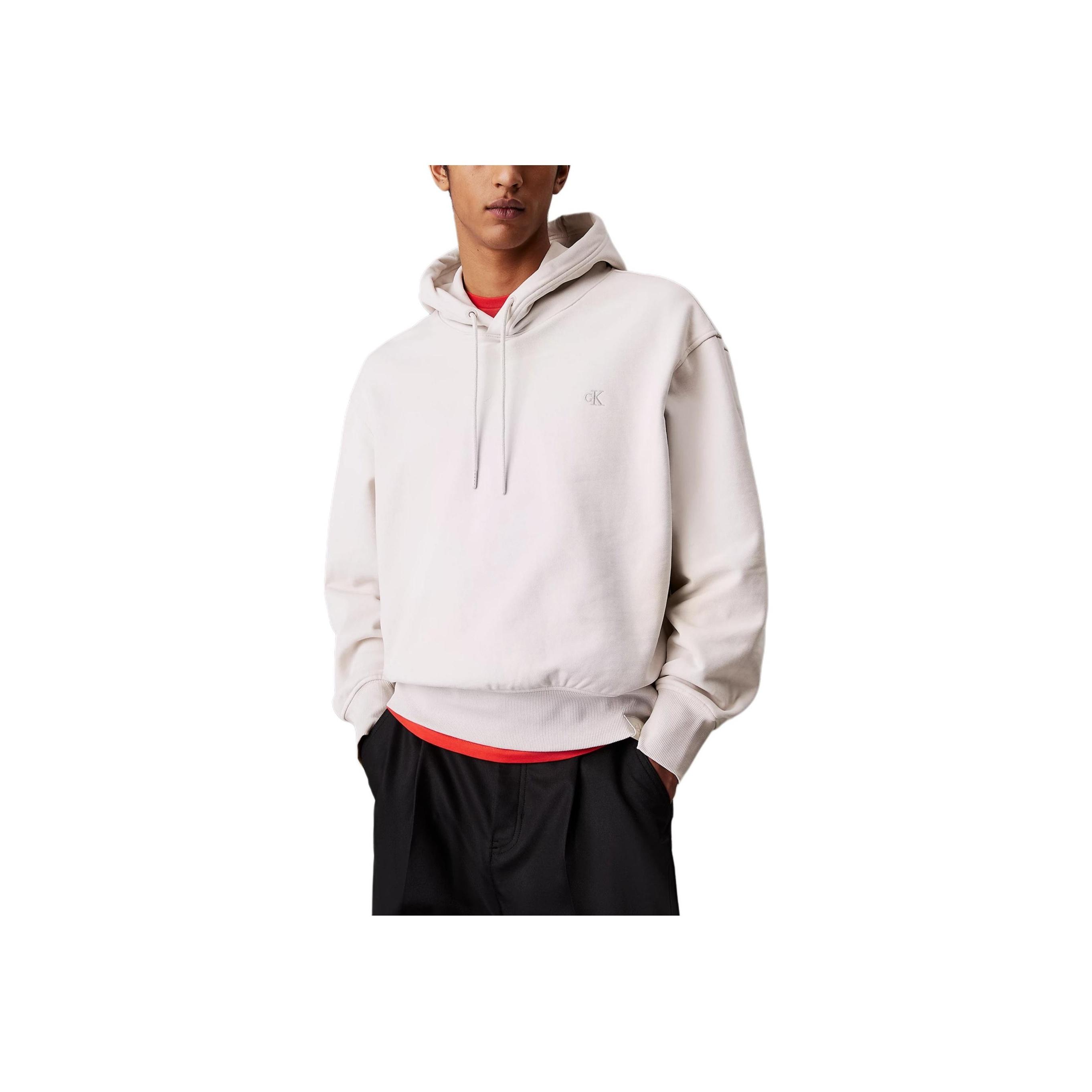 

Calvin Klein Loose Drawstring Hooded Pullover Sweatshirt Men sweatshirts White J30J326748-PDH M