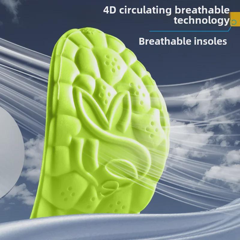 4D Sports High Elastic Shock Absorption Comfort Insole - Men's & Women's Winter Version, Super Soft for Long-Term Standing with Arch Support
