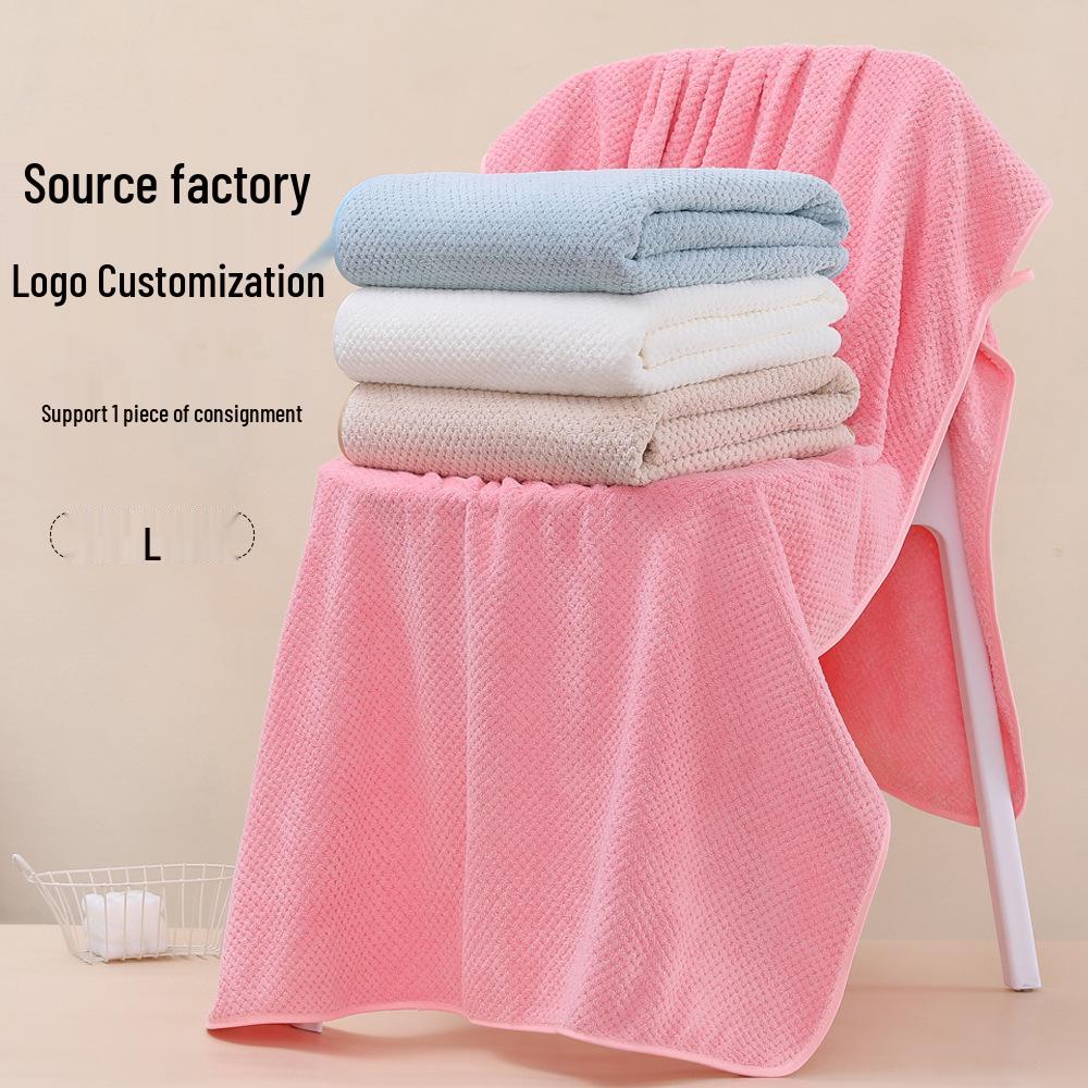 Coral Fleece Quick-Dry Large Bath Towel: Absorbent, Thickened Pineapple Grid Design for Beach, Swimming, or Beauty Salon.