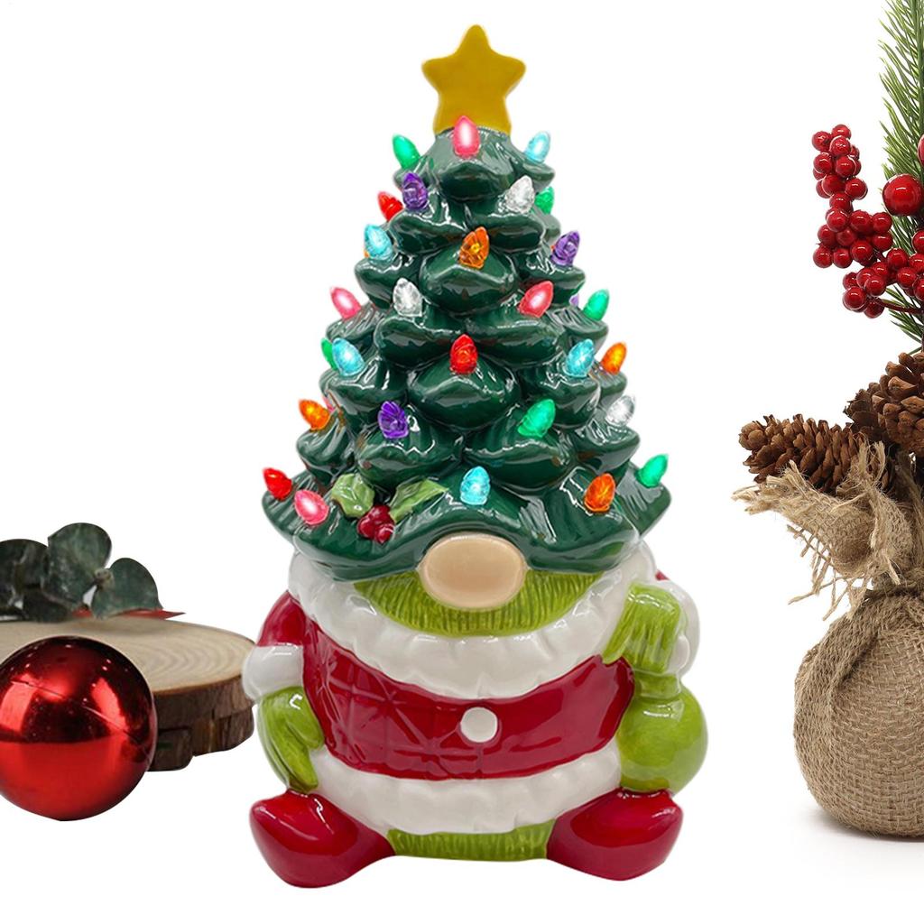 Weihnachts-Zwergbaumlichter Niedliche Harz-Gnom-Ornament-Figuren mit Licht Oft farbige Beleuchtung Desktop Tischplatte Feiertagsdeko