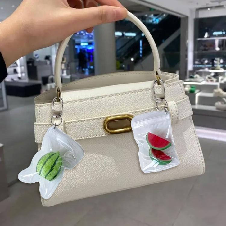 Summer Korean Style Watermelon Keychain Sturdy Alloy Key Ring Cute Phone Charm Gift For Teens