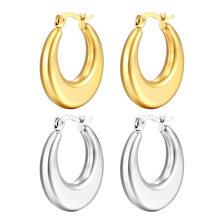 The Same Smooth Hollow Earrings Are Cold and Light Luxury Earrings, Simple and Fashionable, and The Same 18k Real Gold.