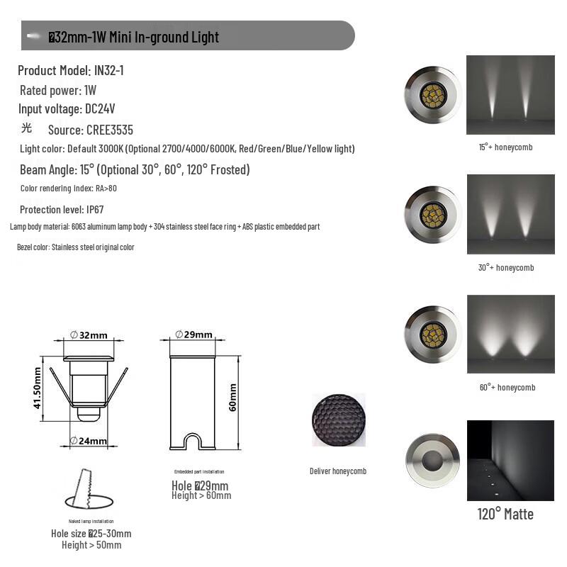 NuFeng Mini Stainless Steel Outdoor In-ground Light