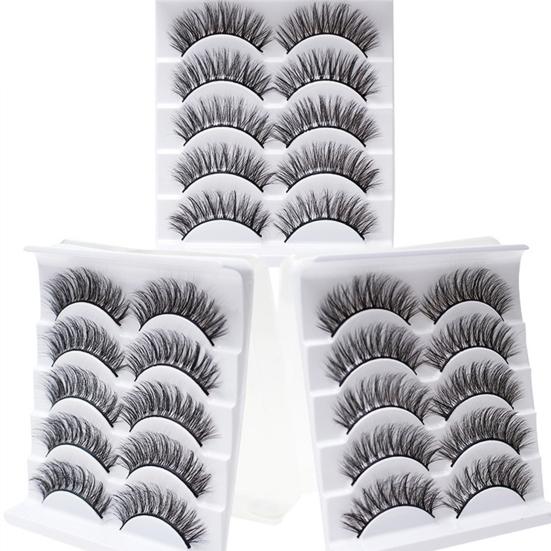 Yousheng 5 Pairs False Eyelashes All-match Natural Long 3D Mink Lashes Curling Fake Eye Lashes Makeup Tool for Party