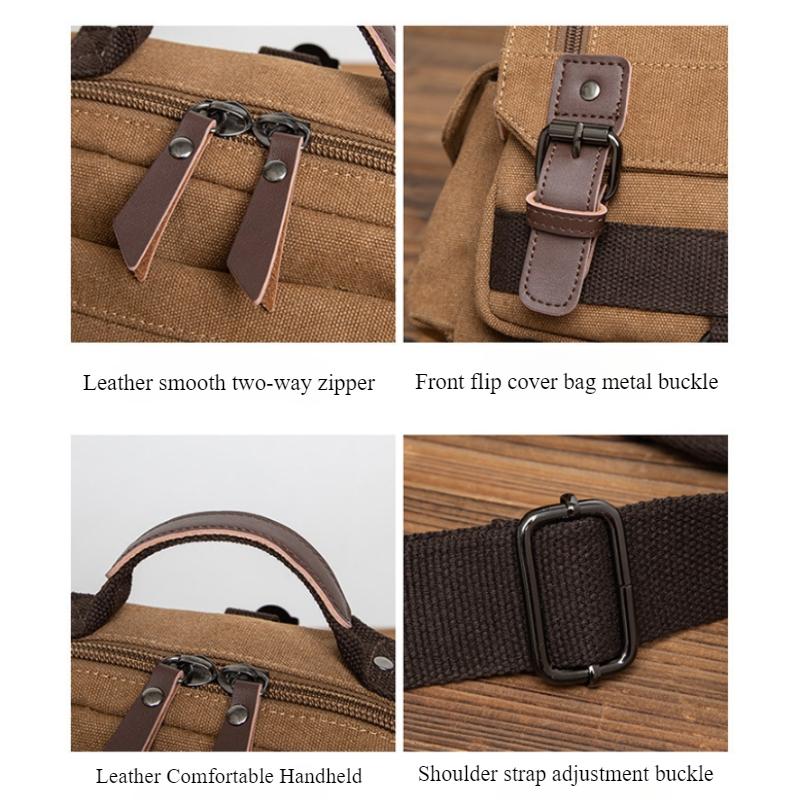 European American Retro Unisex Canvas Backpack Fashion Simple Solid Color Business Commuting Computer Bag Outdoor Leisure Portable Travel Knapsacks