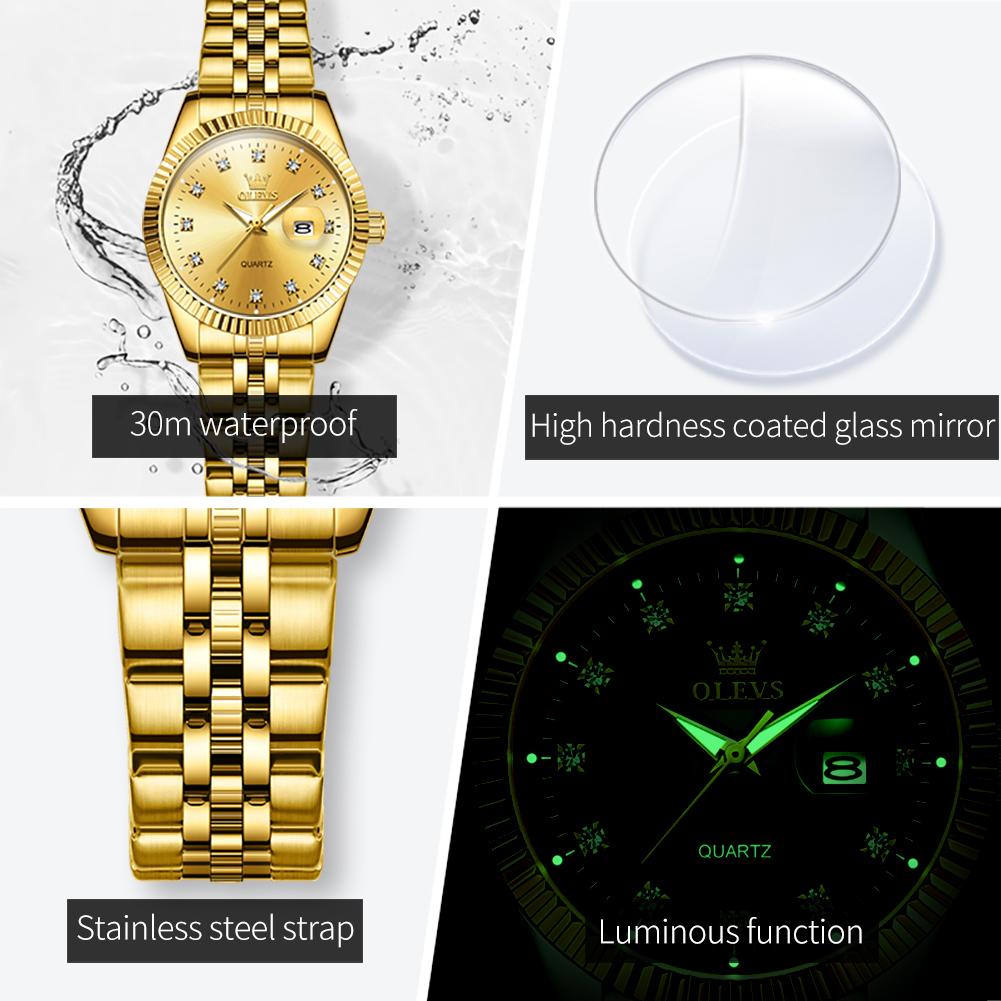 OLEVS 5526  Customized Design Waterproof Luxury Casual Ladies Luminous Stainless Steel Sports Watch Bands Quartz Watches