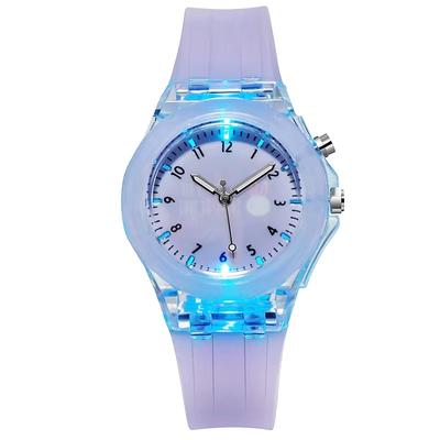 CQ82 Kids Watch for Girls Teens Kids Luminous Cocks Wristwatch Flash Silicone Strap Cartoons Watch for Children