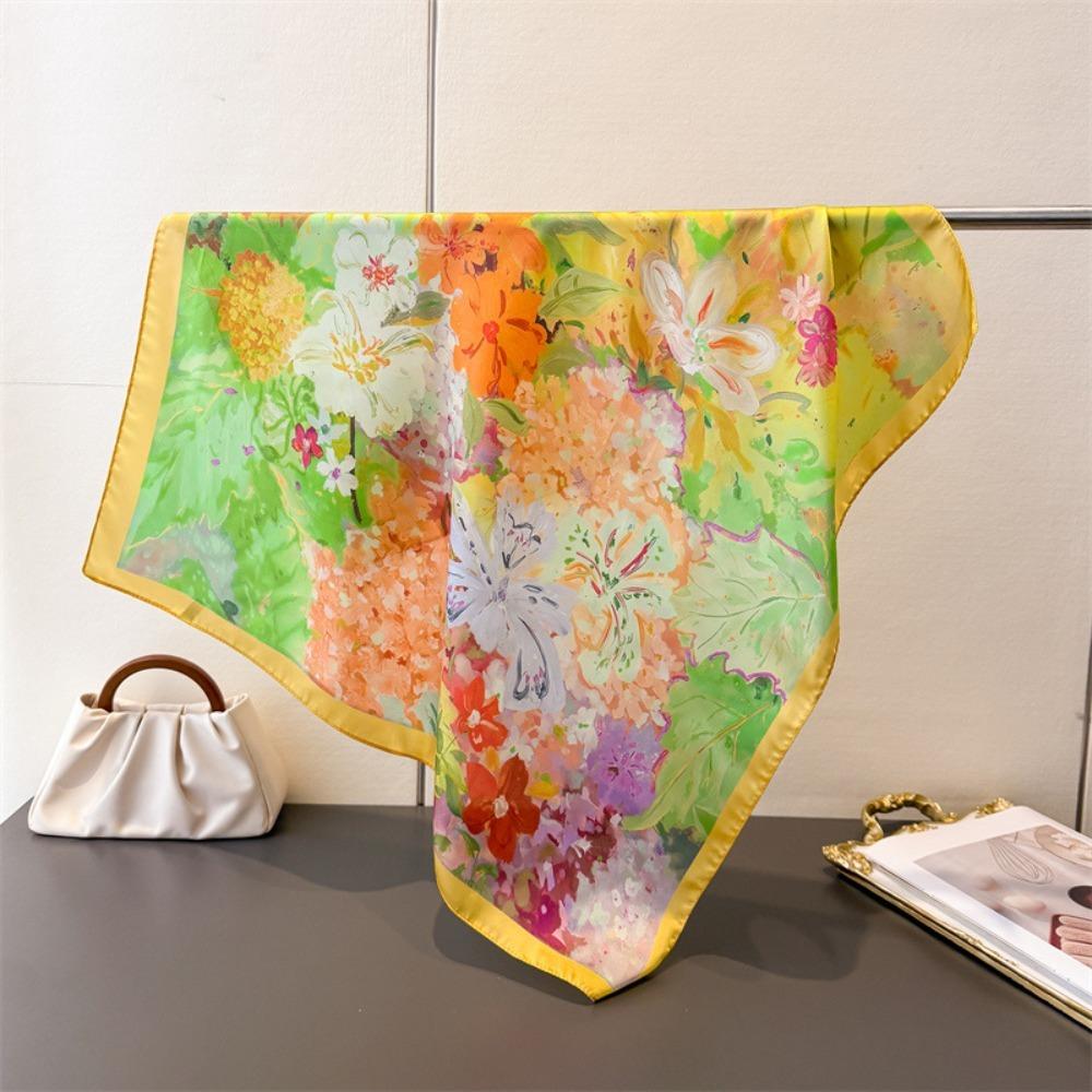 New Satin Square Silk Scarf Printed Floral Neck Hair Tie Beach Shawl Wraps Women