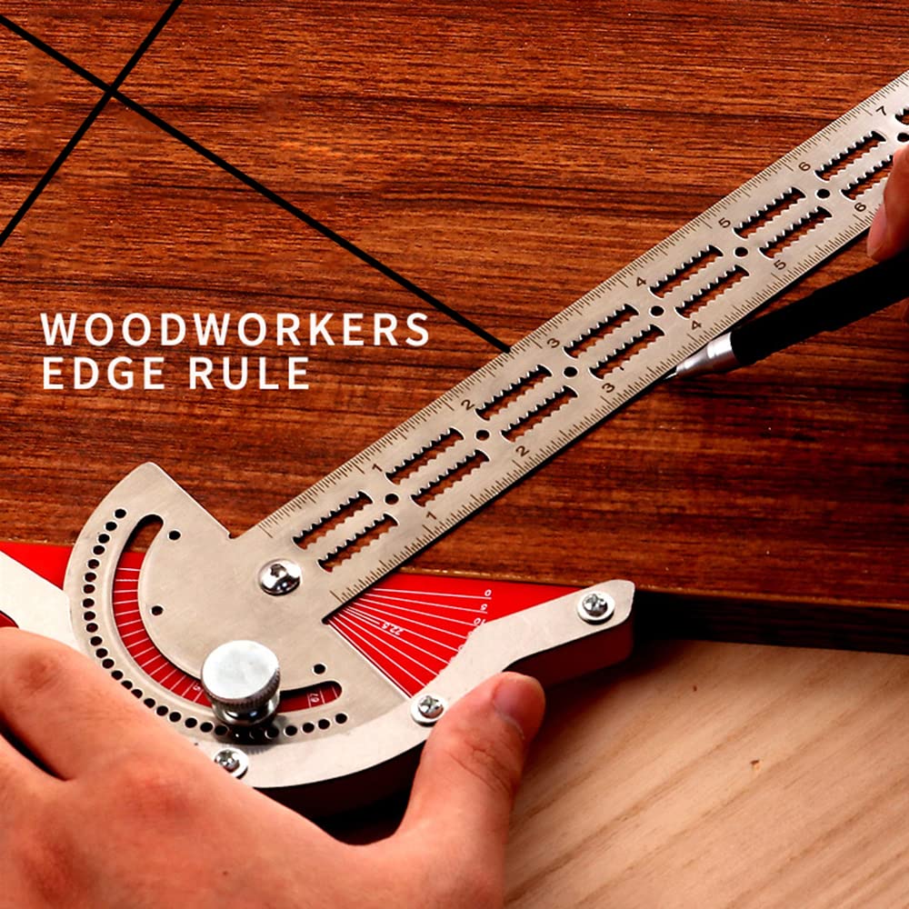 Smgda 20cm Protractor, Angle Ruler, 0-70° Adjustable, Stainless Steel, Multi-Function Woodworking Tool, High-Precision T-Square for Carpenters (20cm)