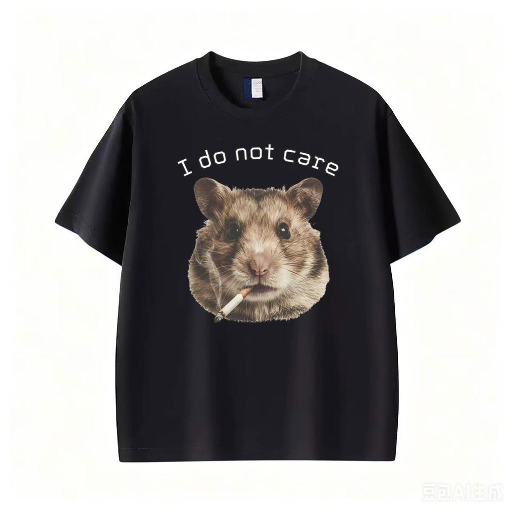 Funny Smoking Hamster Animals Absurdist Meme I Do Not Caret Shirts Unisex Unisex Summer 100 Cotton Oversized Tshirts Streetwear