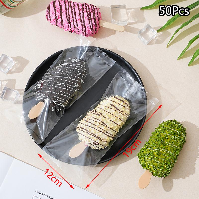 

50 шт. одноразовые пластиковые пакеты для мороженого, прозрачный защитный чехол для хранения мороженого, сделай сам