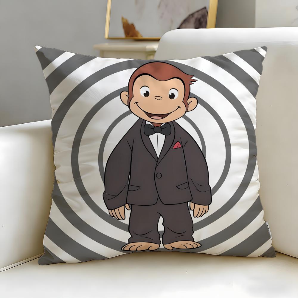 classic cartoon Curious George Cushion Cover Soft  EasyWash Pillow Case  Versatile for Couch Bed Travel and Office