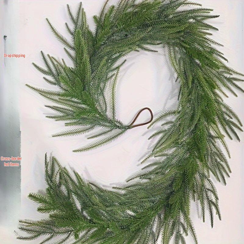Nofox Rattan Pine Needle Christmas Wreath Decoration