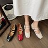 Mode 2024 Frühling Damen Mittelhohe Absätze Mary Jane Schuhe Mode Flache Schnalle Damen Klobige Sandalen Weiches Leder Damen Kleid Partyschuhe