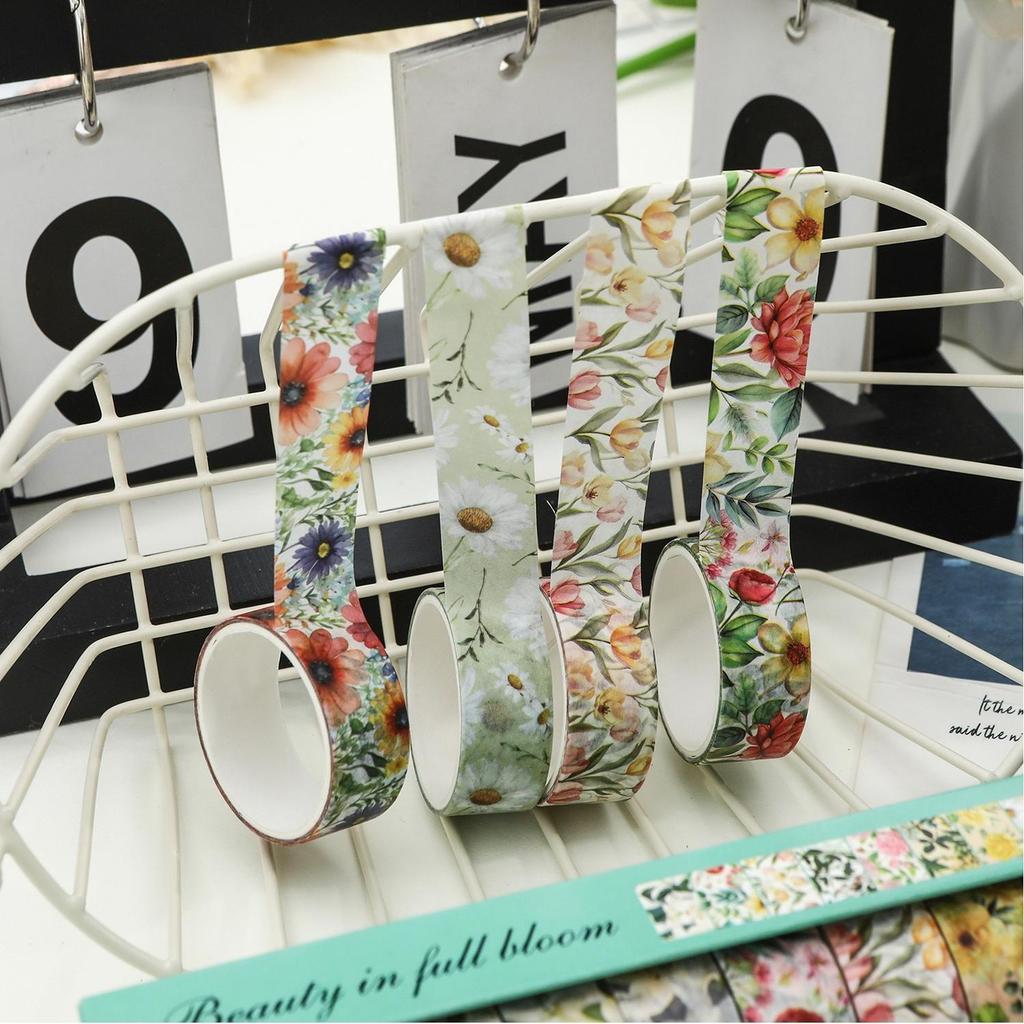 10 Rolls Vintage Flower Washi Tapes Beauty In Full Bloom Floral Pattern Adhesive Paper Masking Tape Decoration Stickers