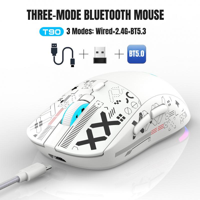 Silent Cross-Platform Wireless Gaming Mouse with RGB & 3600dpi, Rechargeable, Three Modes