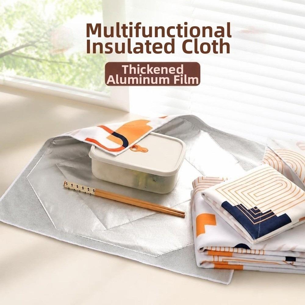 Aluminum Foil Lining Lunch Box Wrapping Cloth Foldable Reusable Cold Hot Insulation Cover Portable Eco-Friendly