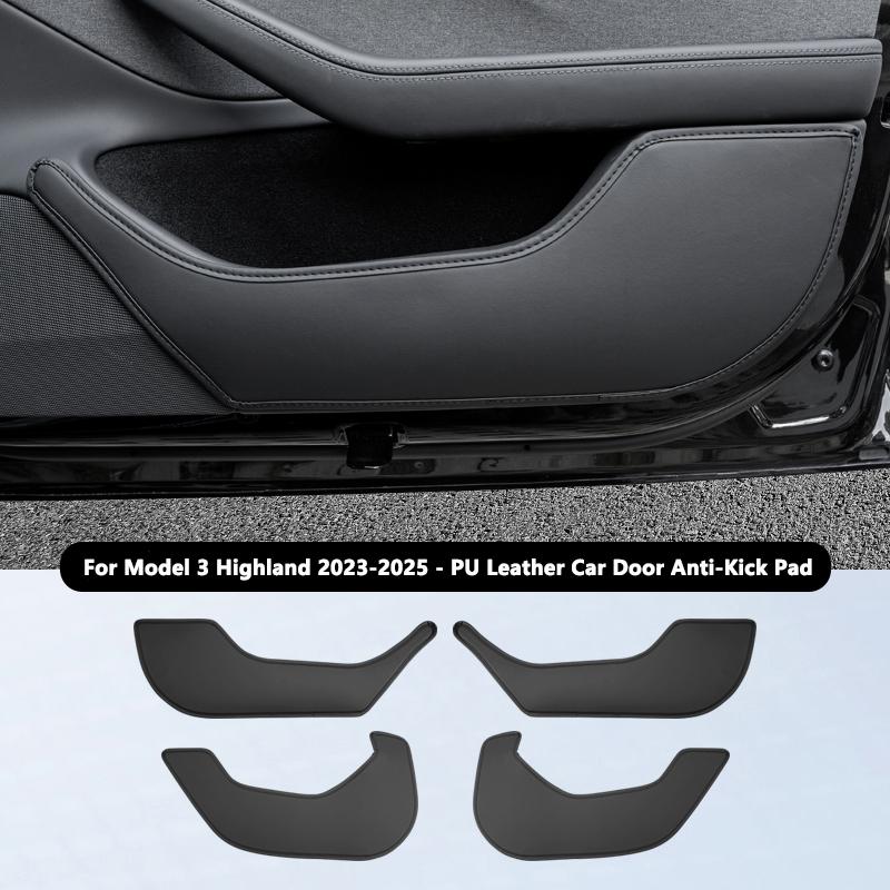 Car Door Anti-Kick Pads For Tesla For Model Y / 3 PU Leather Side Door Panel Protector Anti-Dirty Pad Car Interior Decoration