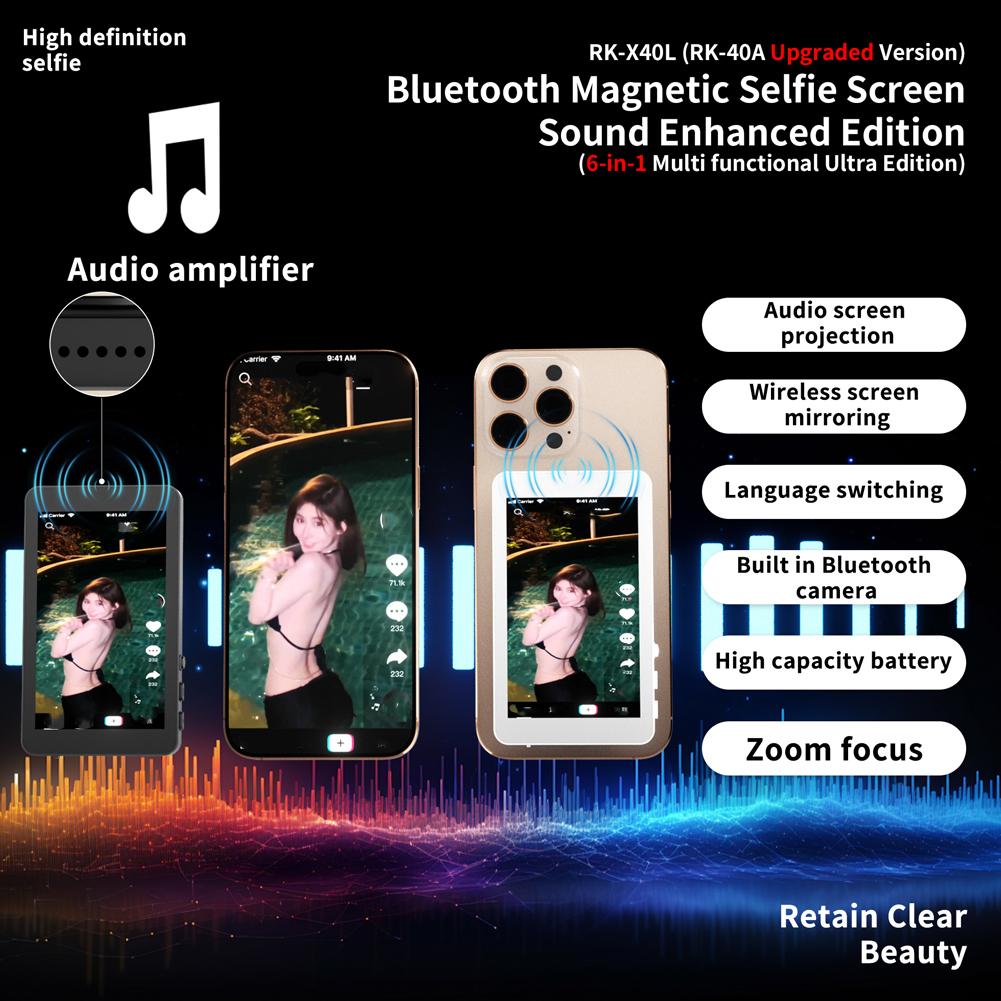 Wireless Screen Mirroring Adapter with Audio Sync & Selfie Mode for iPhone Android , Plug and Play for Live Streaming Gaming