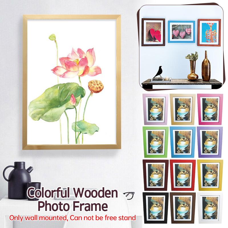 Wooden Colorful Creative Wall Calligraphy Photo Frame Poster Certificate Box Multi Size Drawings Poster Display Ornaments