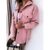 Autumn Winter Long Sleeved Cardigan Women Coats Plus Size Solid Color Casual Loose Simple Lapel Button Woolen Jackets Pockets Lace-up Women's Clothing