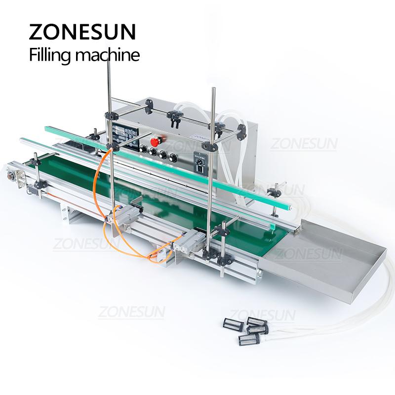 ZONESUN ZS-DTDP5-4 Automatic Heavy Loading Liquid Beverage Juice Edible Oil Filling Machine Water Milk Four Nozzles Filler