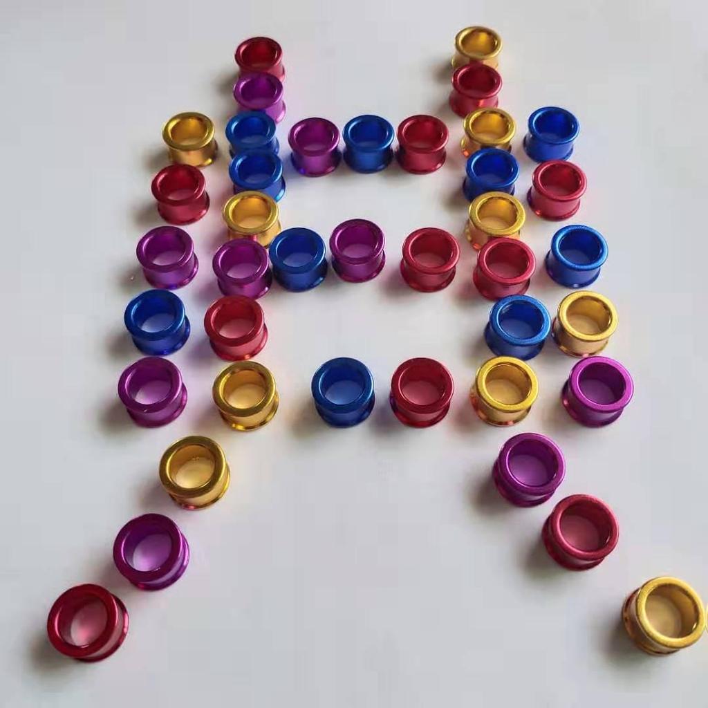 Barevné hliníkové identifikační kroužky na nohy pro závodní holuby a papoušky