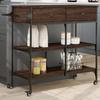 VidaXL Kitchen Trolley, Shelf with Wheels, Service Cart, Indoor Living Room Bathroom Storage Furniture, Oak 842380