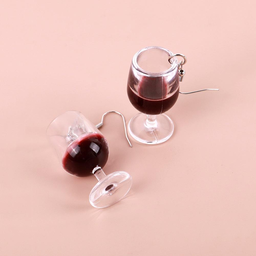 New Large Red Wine Glasses Acrylic Dangle Earring for Women Resin 3D Drink Cup Bottle Drop Earring Funny Creative Jewelry Gifts