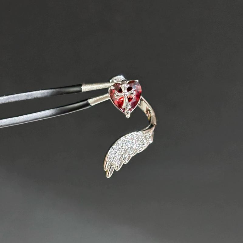 1Pcs Sweet Cool Wing Ear Bone Nail For Women  Shiny Zircon Cross Heart Stud Earrings Body Piercing Accessories