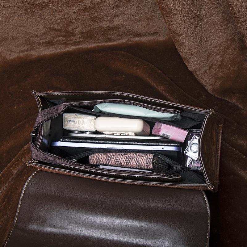 Vintage Pu Leather Women'S Bag Handbag Embossed Hand-Polished Shoulder Messenger Bag Simple Small Square Bag