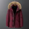 Mens Winter Short To Mid-Length Hooded Down Jacket Warm Outdoor Parka With Detail Black White Red