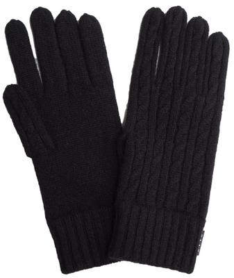 ELLEHomme Soft Cashmere Cable Knit Gloves with Rope Aran Size with Gift Case Men's 100% Pattern, Knit, M, (Black, M-L)