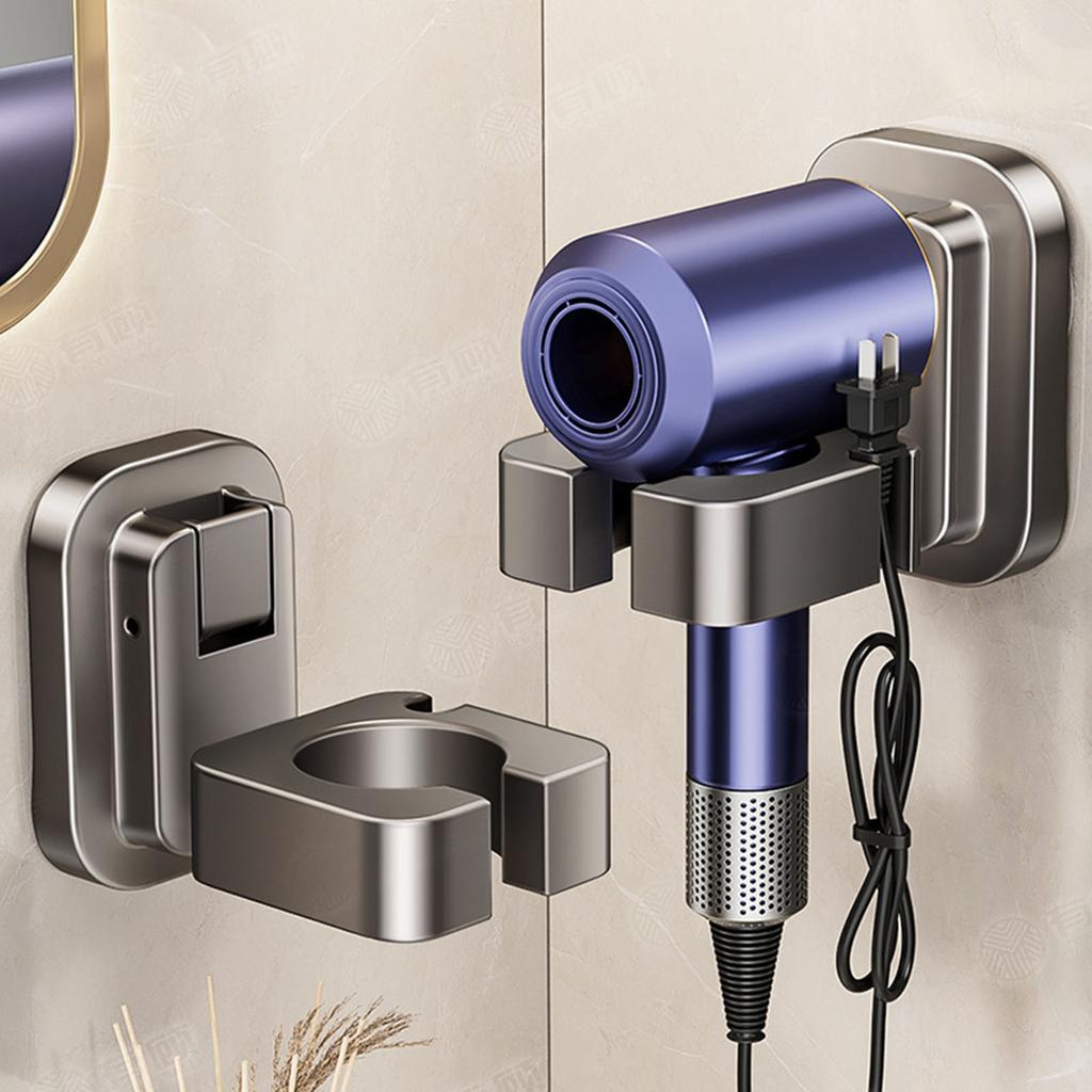 Adjustable Designs Wall Mounted Suction Cup Hair Dryer Storage Rack Craft from Sturdy Plastic for Convenient Storage